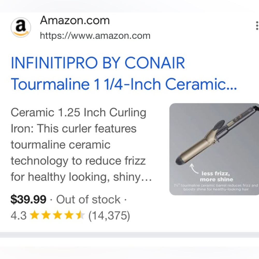CONAIR • InfinitiPro Be the Pro Tourmaline Ceramic Curling Iron Gold & Black - Picture 2 of 16